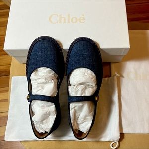 Chloe Ballerina Flats in Denim Blue, Size 37